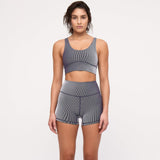 ZULU & ZEPHYR STRIPE RIB CROP TOP - NAVY