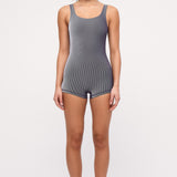 ZULU & ZEPHYR STRIPE RIB BODYSUIT - NAVY