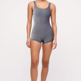 ZULU & ZEPHYR STRIPE RIB BODYSUIT - NAVY