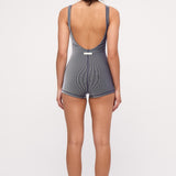 ZULU & ZEPHYR STRIPE RIB BODYSUIT - NAVY